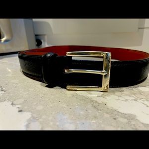 Brighton, Black with Silver Buckle Men’s Belt, Size 36
